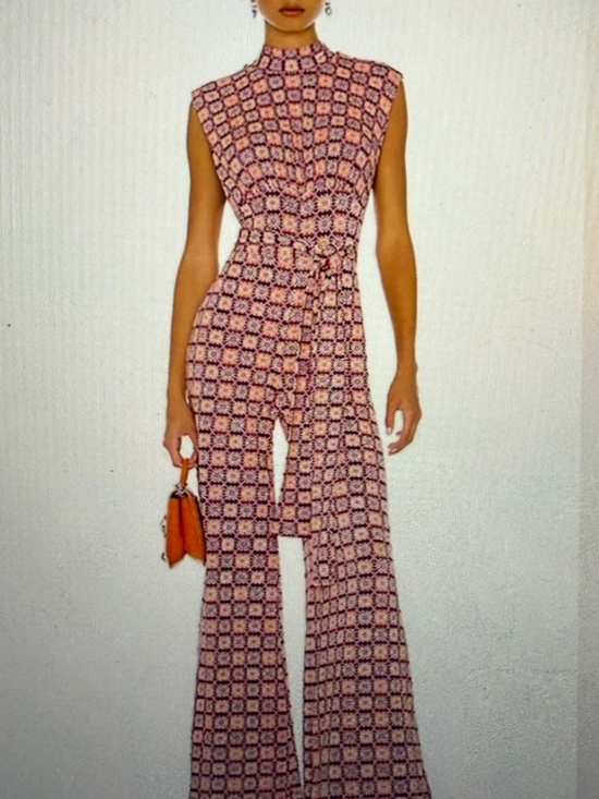 Free People Pants - Free People- Patterned Flare Jumper Brown and Pink- S
